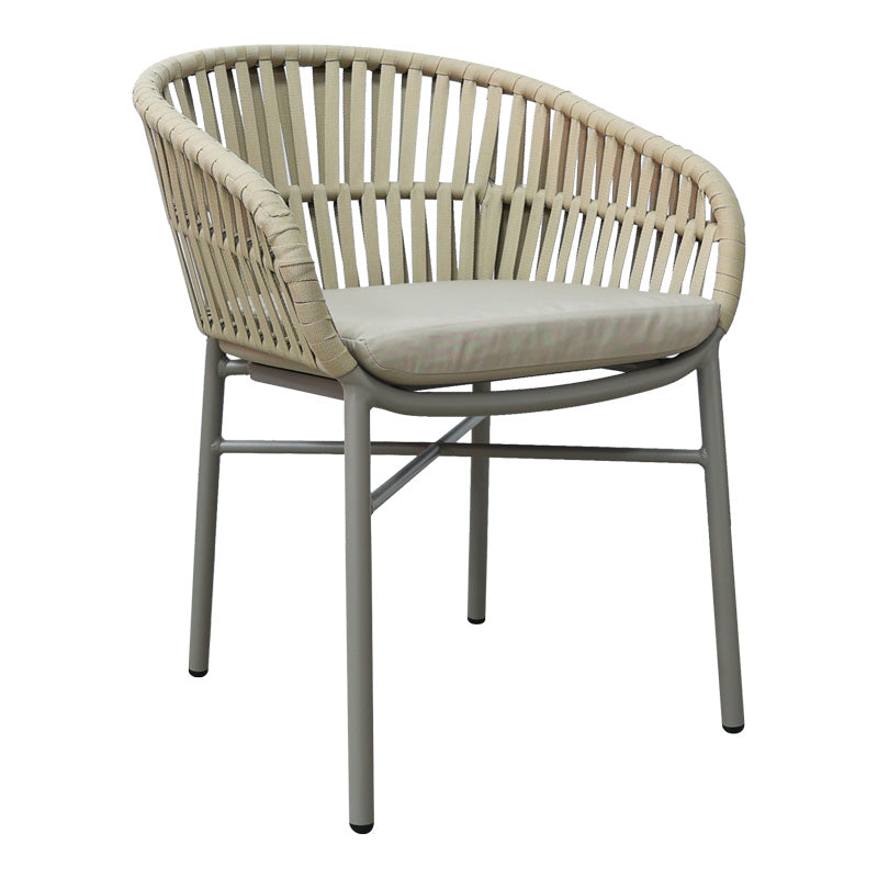 Πολυθρόνα Αλουμινίου-PE Σχοινί Frama Στοιβαζόμενη σε Καφέ Απόχρωση και Μαξιλάρι 57x60x78