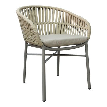 Πολυθρόνα Αλουμινίου-PE Σχοινί Frama Στοιβαζόμενη σε Καφέ Απόχρωση και Μαξιλάρι 57x60x78