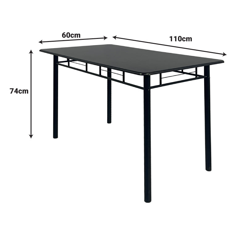 Τραπεζαρία Roza II Σετ 5 Τμχ MDF σε Μαύρη Απόχρωση με Μαύρα Μεταλλικά Πόδια 110x60x74