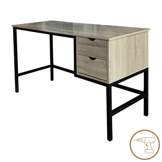 Γραφείο Εργασίας Ramen σε Sonoma Απόχρωση με Μαύρα Μεταλλικά Πόδια 120x48x76