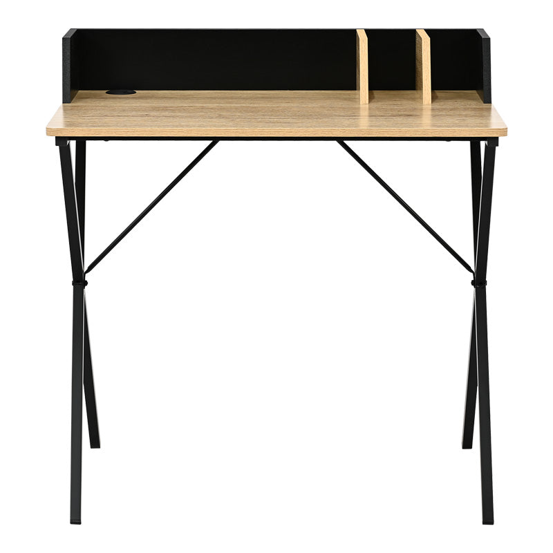 Γραφείο Εργασίας Zervan σε Oak Απόχρωση με Πόδι Μαύρο Μέταλλο 80x50x84