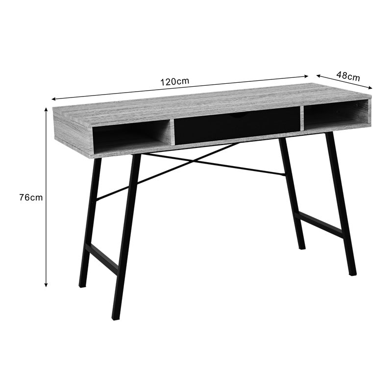 Γραφείο Εργασίας Yamin σε Oak Απόχρωση με Πόδι Μαύρο Μέταλλο 120x48x76