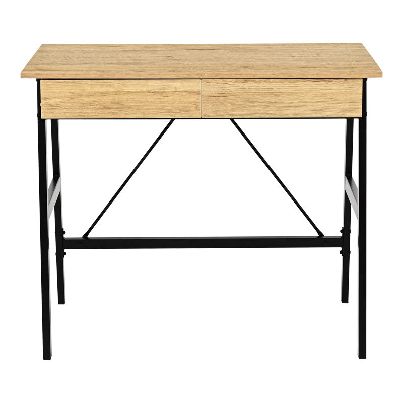 Γραφείο Εργασίας Lione με Συρτάρια σε Oak Απόχρωση με Πόδι Μαύρο Μέταλλο 90x50x75