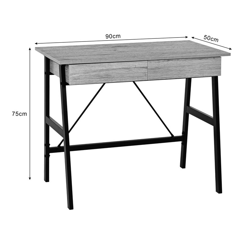 Γραφείο Εργασίας Lione με Συρτάρια σε Oak Απόχρωση με Πόδι Μαύρο Μέταλλο 90x50x75