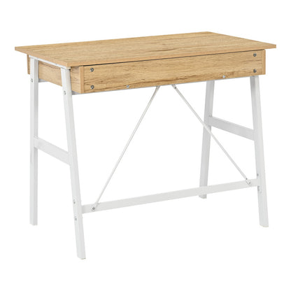 Γραφείο Εργασίας Lione με Συρτάρια σε Oak Απόχρωση με Πόδι Λευκό Μέταλλο 90x50x75