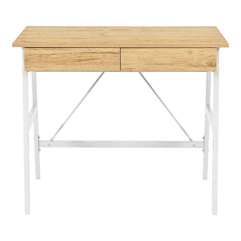 Γραφείο Εργασίας Lione με Συρτάρια σε Oak Απόχρωση με Πόδι Λευκό Μέταλλο 90x50x75