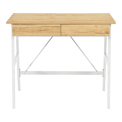 Γραφείο Εργασίας Lione με Συρτάρια σε Oak Απόχρωση με Πόδι Λευκό Μέταλλο 90x50x75