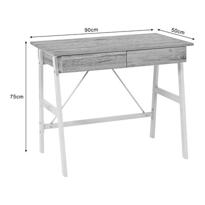 Γραφείο Εργασίας Lione με Συρτάρια σε Oak Απόχρωση με Πόδι Λευκό Μέταλλο 90x50x75