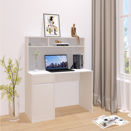 Γραφείο Εργασίας Secreta με Ράφι σε Λευκή Απόχρωση 110x50x135