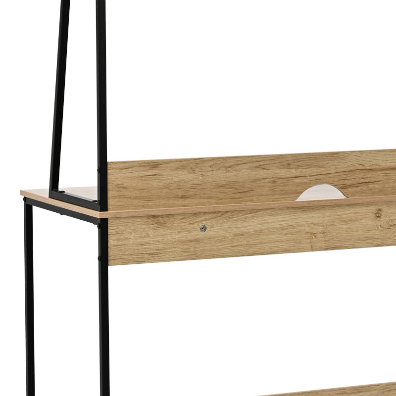 Γραφείο Εργασίας Herbey με Ράφια σε Oak Απόχρωση με Πόδι Μαύρο Μέταλλο 100x48x139