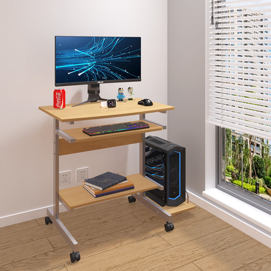 Γραφείο Υπολογιστή Veronce σε Φυσική Απόχρωση με Μεταλλικό Σκελετό 89x47x71