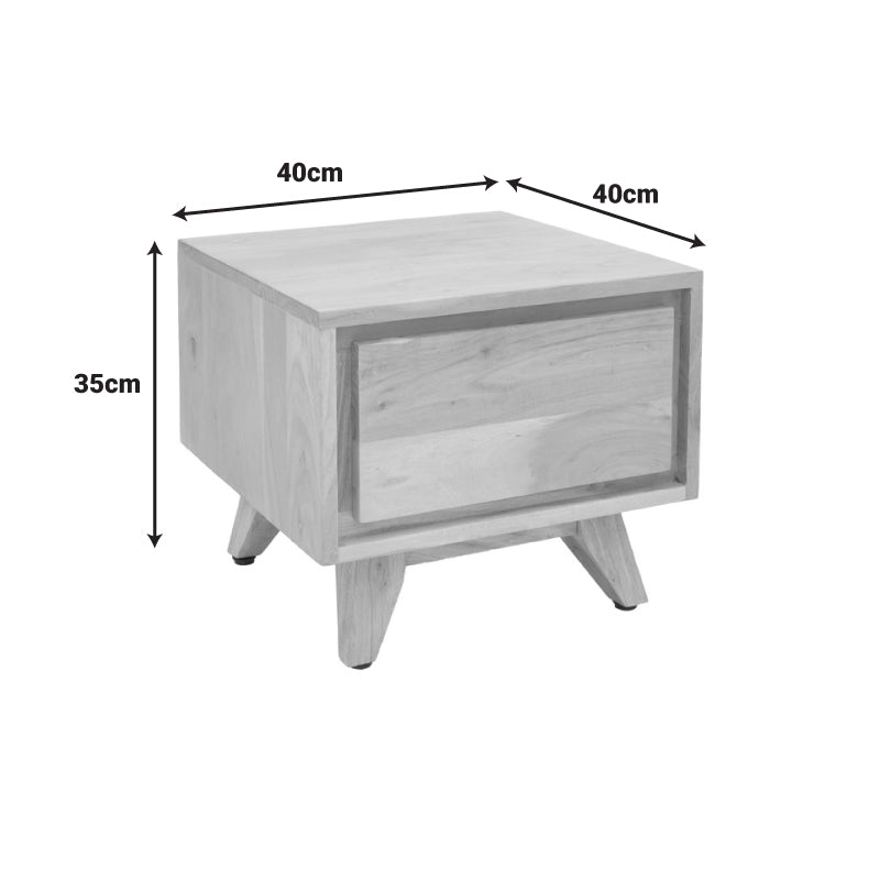 Κομοδίνο Emira Μασίφ Ακακίας σε Φυσική Απόχρωση 40x40x35