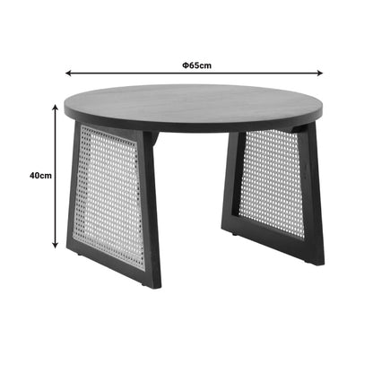 Τραπέζι Tamarind Ξύλο Mango-Φυσικό Rattan σε Μαύρη Απόχρωση Φ65x40