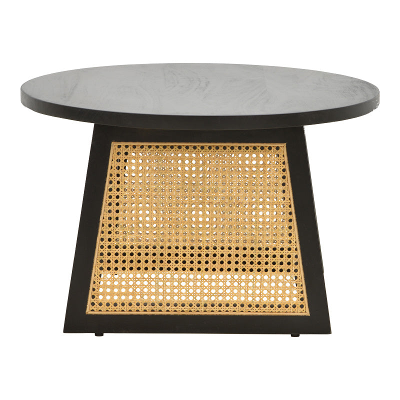 Τραπέζι Tamarind Ξύλο Mango-Φυσικό Rattan σε Μαύρη Απόχρωση Φ65x40