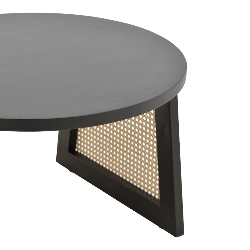 Τραπέζι Tamarind Ξύλο Mango-Φυσικό Rattan σε Μαύρη Απόχρωση Φ65x40