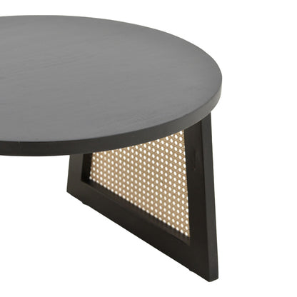 Τραπέζι Tamarind Ξύλο Mango-Φυσικό Rattan σε Μαύρη Απόχρωση Φ65x40