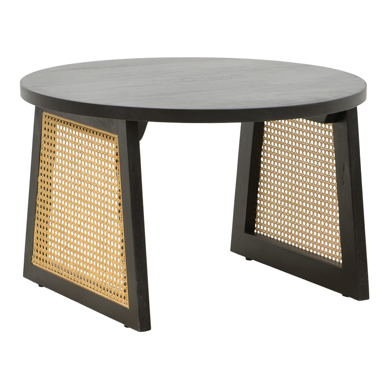 Τραπέζι Tamarind Ξύλο Mango-Φυσικό Rattan σε Μαύρη Απόχρωση Φ65x40