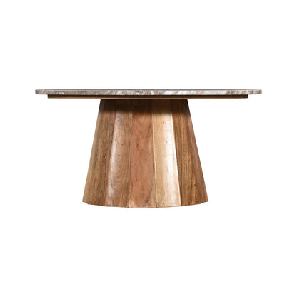 Τραπέζι Σαλονιού Ezerdian Μασίφ Ξύλο Ακακίας σε Φυσική Απόχρωση με Επιφάνεια Μαρμάρου Φ90x45