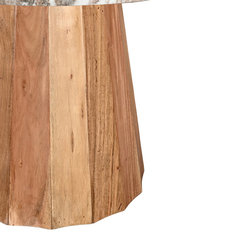 Τραπέζι Ezerdian Μασίφ Ξύλο Ακακίας σε Φυσική Απόχρωση με Επιφάνεια Μαρμάρου Φ150x76