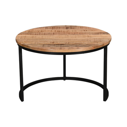 Τραπέζι Σαλονιού Frina Σετ 3 Τεμ Mango Ξύλο σε Φυσική Απόχρωση με Πόδι Μαύρο Μέταλλο