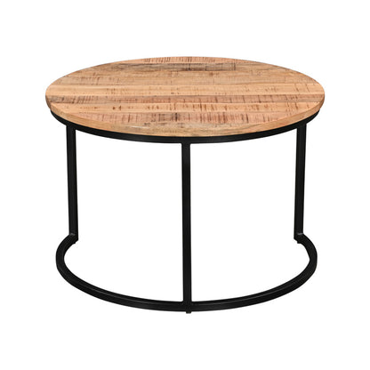 Τραπέζι Σαλονιού Frina Σετ 3 Τεμ Mango Ξύλο σε Φυσική Απόχρωση με Πόδι Μαύρο Μέταλλο