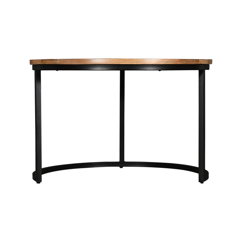 Τραπέζι Σαλονιού Frina Σετ 3 Τεμ Mango Ξύλο σε Φυσική Απόχρωση με Πόδι Μαύρο Μέταλλο