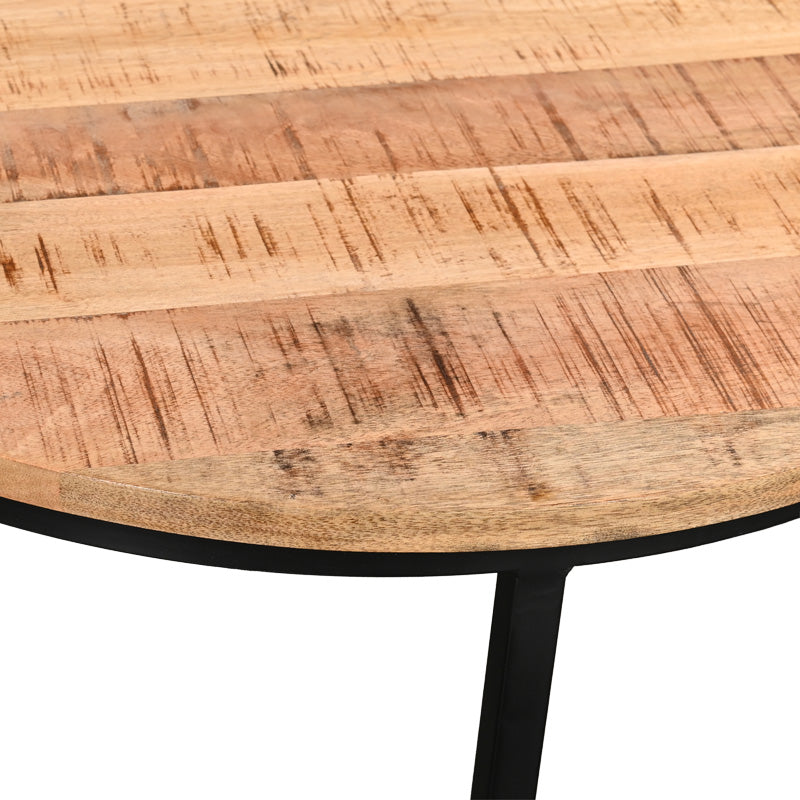 Τραπέζι Σαλονιού Frina Σετ 3 Τεμ Mango Ξύλο σε Φυσική Απόχρωση με Πόδι Μαύρο Μέταλλο