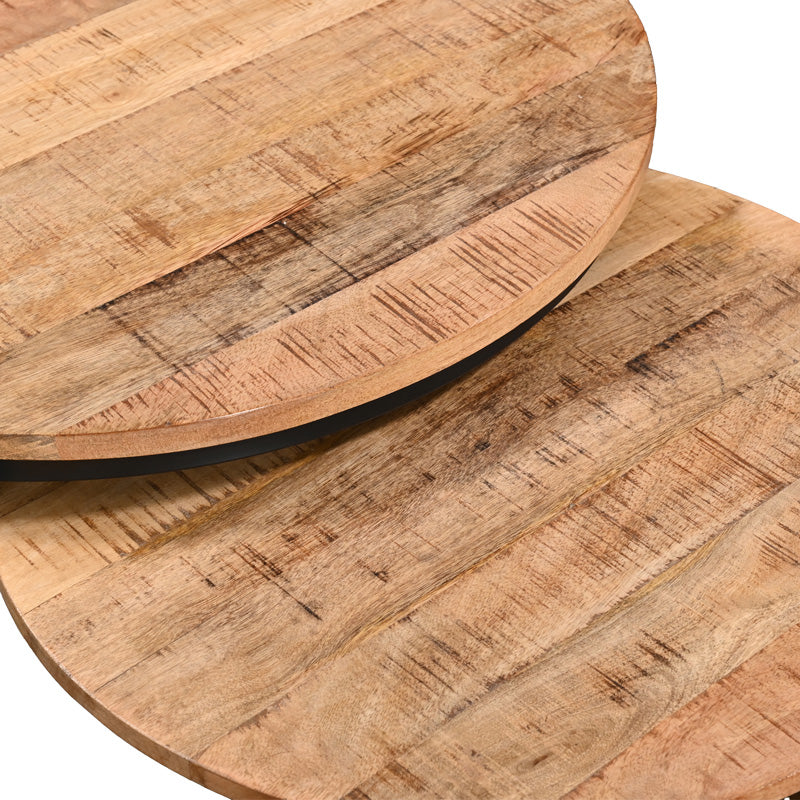 Τραπέζι Σαλονιού Frina Σετ 3 Τεμ Mango Ξύλο σε Φυσική Απόχρωση με Πόδι Μαύρο Μέταλλο