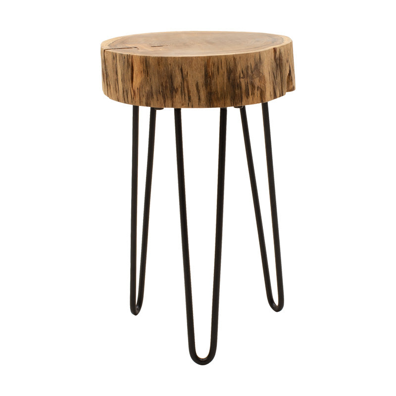 Βοηθητικό Τραπέζι Tripp Ι Μασίφ Ξύλο Ακακίας σε Φυσική Απόχρωση-Μαύρα Μεταλλικά Πόδια Φ32x47