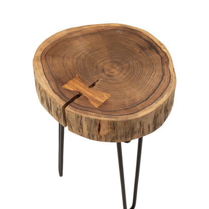 Βοηθητικό Τραπέζι Tripp Ι Μασίφ Ξύλο Ακακίας σε Φυσική Απόχρωση-Μαύρα Μεταλλικά Πόδια Φ32x47