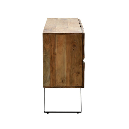 Μπουφές Imena Μασίφ Ξύλο Acacia σε Φυσική Απόχρωση με Μαύρα Μεταλλικά Πόδια 148x43.5x86