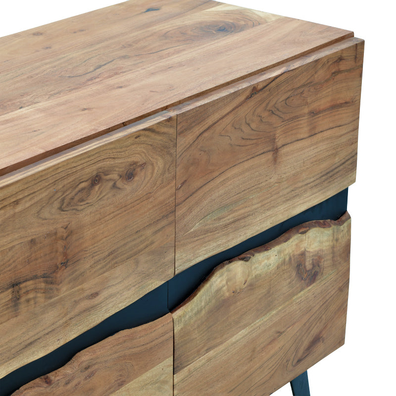 Μπουφές Imena Μασίφ Ξύλο Acacia σε Φυσική Απόχρωση με Μαύρα Μεταλλικά Πόδια 148x43.5x86