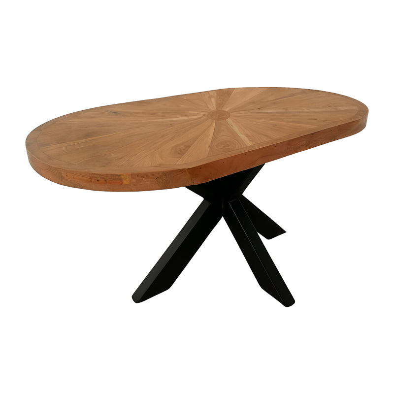 Τραπέζι Σαλονιού Fardy Μασίφ Ξύλο Ακακίας σε Φυσική Απόχρωση με Μαύρα Μεταλλικά Πόδια 120x60x45