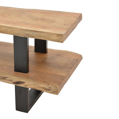 Έπιπλο Τηλεόρασης Fuji Μασίφ Ξύλο Ακακίας σε Φυσική Απόχρωση με Μαύρα Μεταλλικά Πόδια 140x40x52