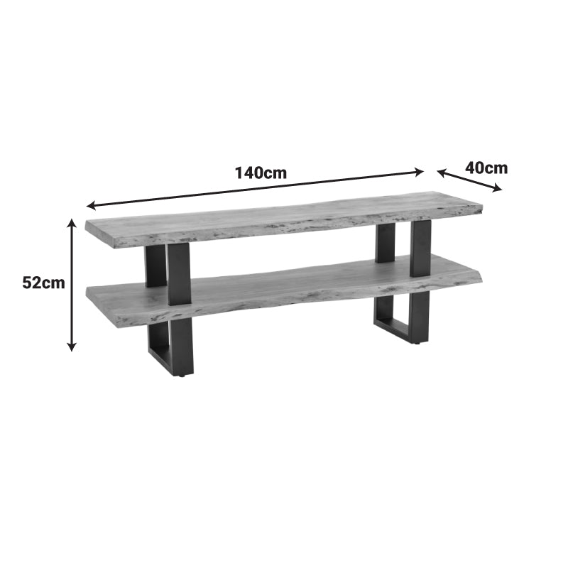 Έπιπλο Τηλεόρασης Fuji Μασίφ Ξύλο Ακακίας σε Φυσική Απόχρωση με Μαύρα Μεταλλικά Πόδια 140x40x52