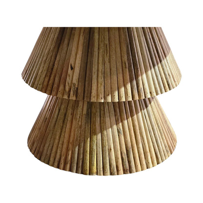 Τραπέζι Σαλονιού Havai Μασίφ Ξύλο Mango σε Φυσική Απόχρωση και Λευκή Επιφάνεια Μαρμάρου Φ80x45