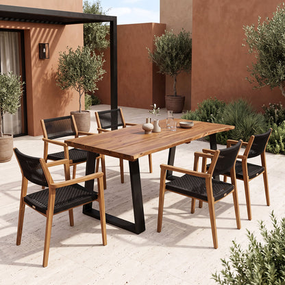 Miles Solid Acacia Wood Dining Table Walnut 160x80x76