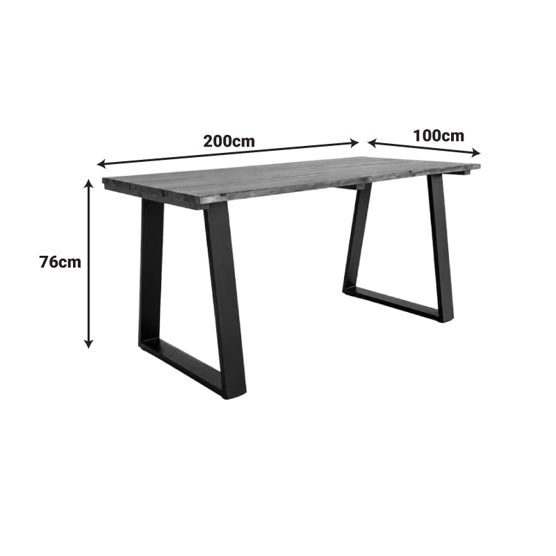 Miles Solid Acacia Wood Dining Table Walnut 200x100x76
