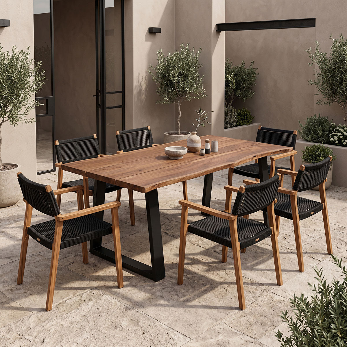 Miles Solid Acacia Wood Dining Table Walnut 200x100x76