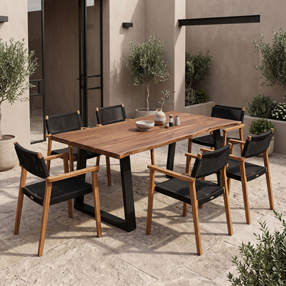 Miles Solid Acacia Wood Dining Table Walnut 200x100x76