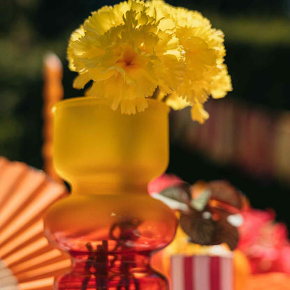 Glass Vase Gabriel Two-tone Yellow with Raspberry Φ10x18