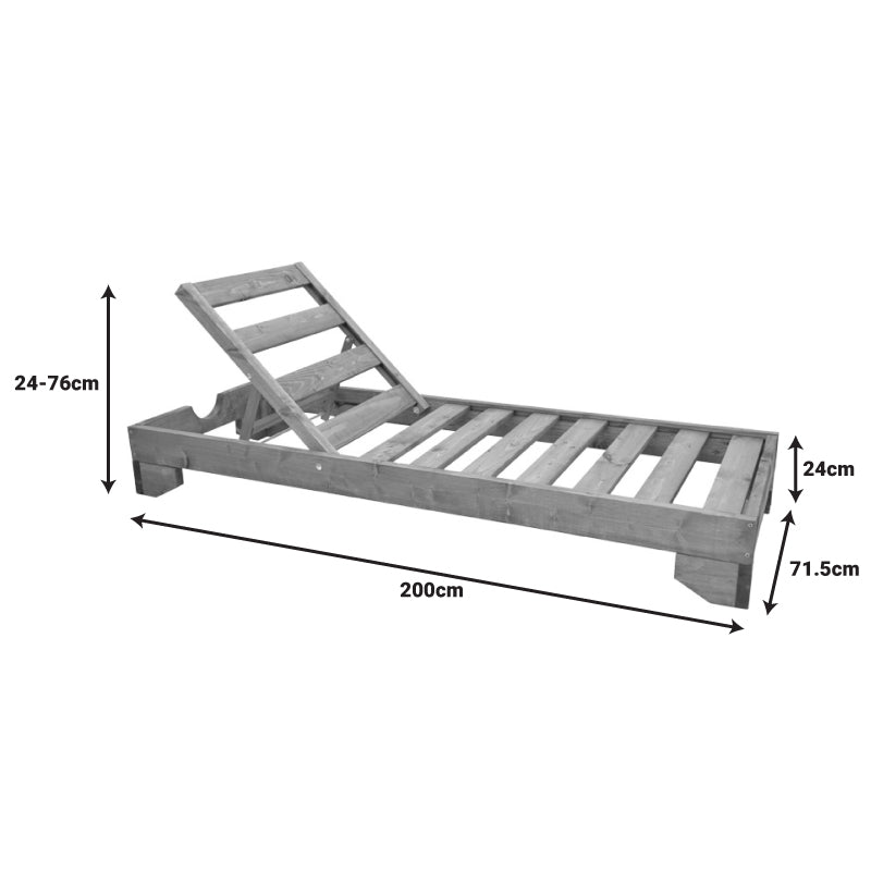 Ξαπλώστρα Fendy Ξύλο Ελάτου σε Καρυδί Απόχρωση 71.5x200x24