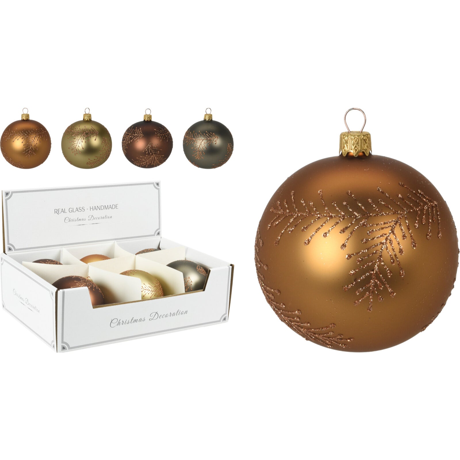 Μπάλα Γυάλινη Ματ με Glitter 10εκ 4 Σχδ