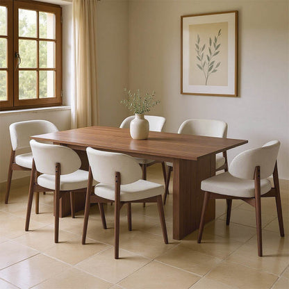 Τραπεζαρία Eleganza-Siena Σετ 7 Τεμ MDF σε Καρυδί-Εκρού Απόχρωση 180x99x75.8