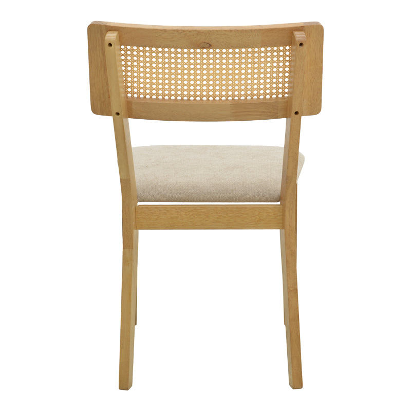 Καρέκλα Raffles Rubberwood με PE Rattan και Γκρι Μπεζ Ύφασμα 47x48x83.5