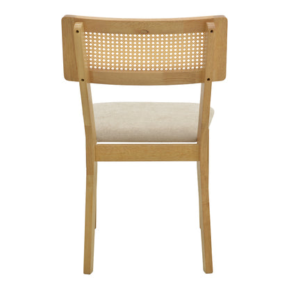 Καρέκλα Raffles Rubberwood με PE Rattan και Γκρι Μπεζ Ύφασμα 47x48x83.5