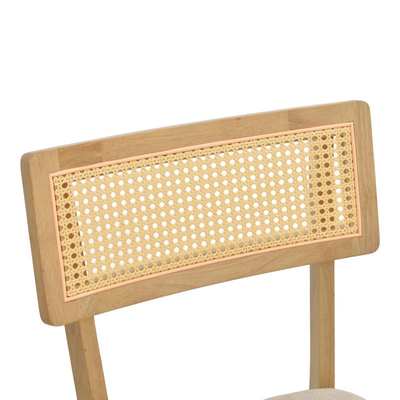 Καρέκλα Raffles Rubberwood με PE Rattan και Γκρι Μπεζ Ύφασμα 47x48x83.5