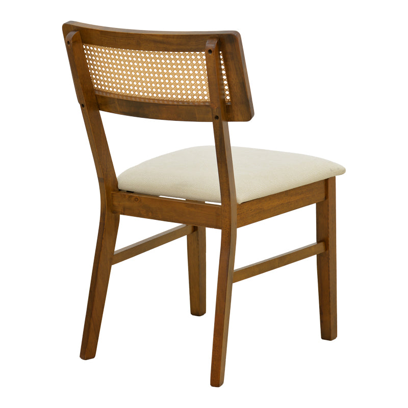Καρέκλα Raffles Καρυδί Rubberwood με PE Rattan και Εκρού Ύφασμα 47x48x83.5