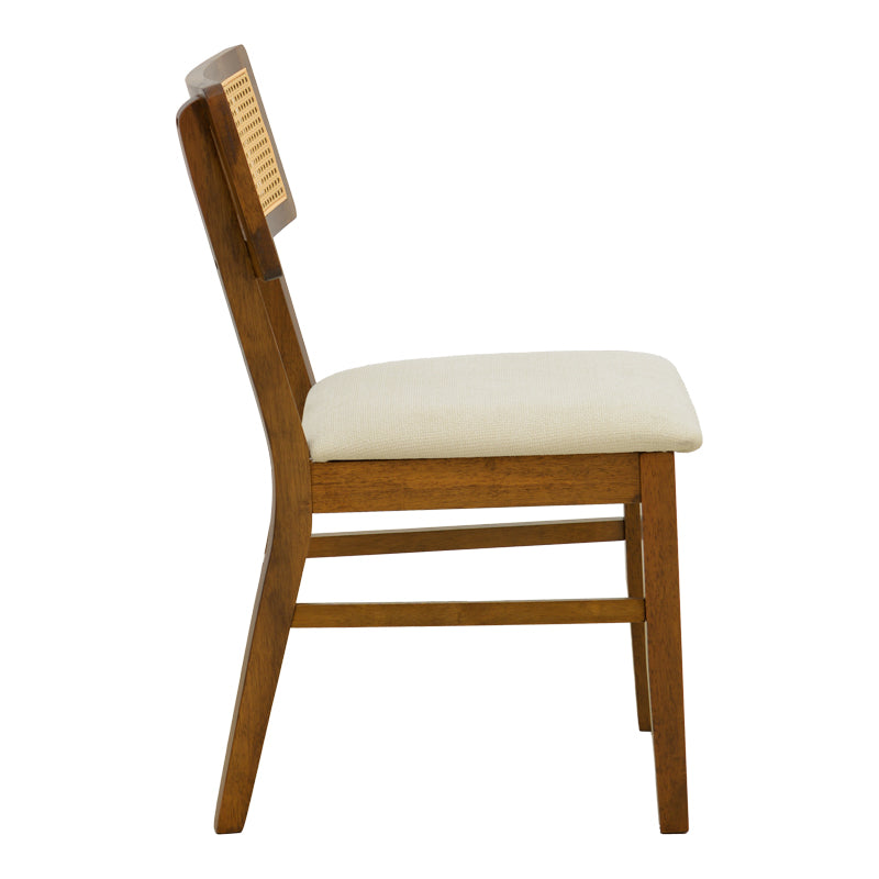 Καρέκλα Raffles Καρυδί Rubberwood με PE Rattan και Εκρού Ύφασμα 47x48x83.5