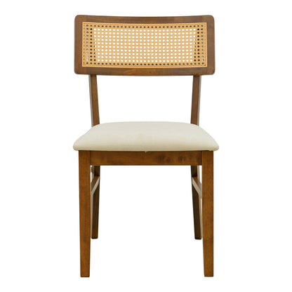 Καρέκλα Raffles Καρυδί Rubberwood με PE Rattan και Εκρού Ύφασμα 47x48x83.5